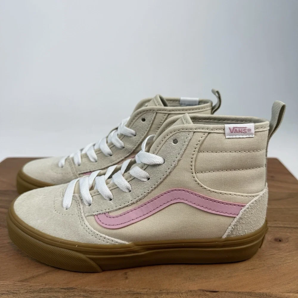 New Big Kids Vans Ashwood Hi Decon‎ Oatmeal Skateboarding Sneakers Shoes 3 Y